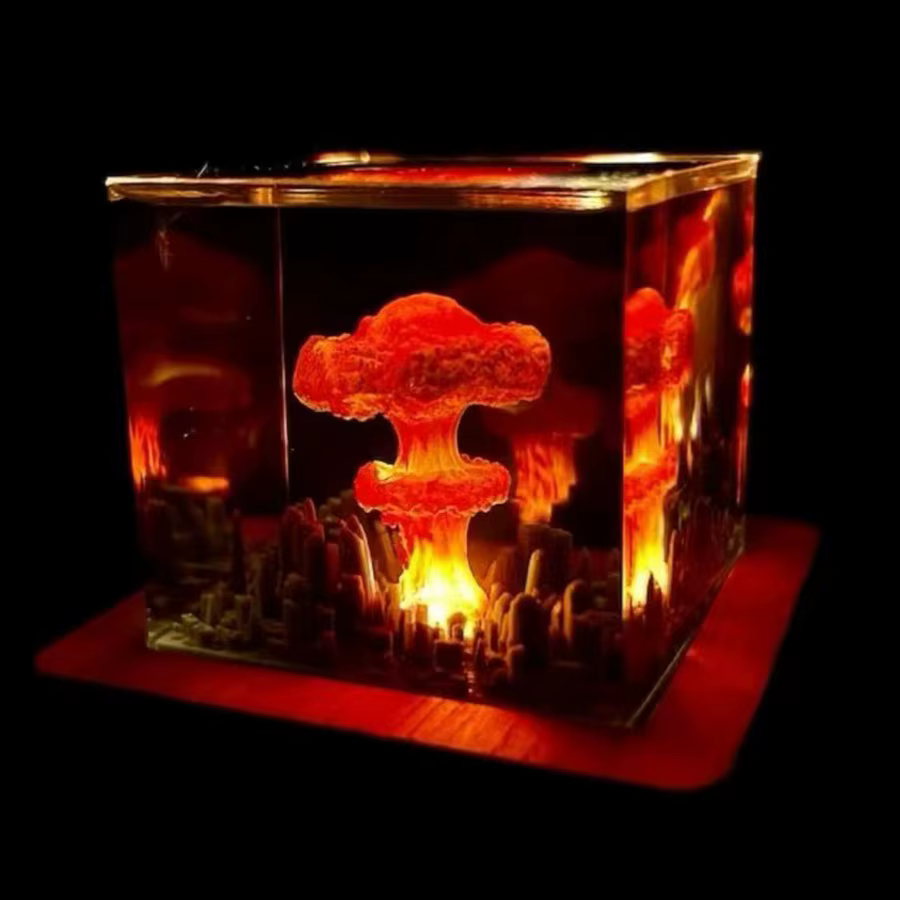 Lampe Volcan Rechargeable en Résine 3D