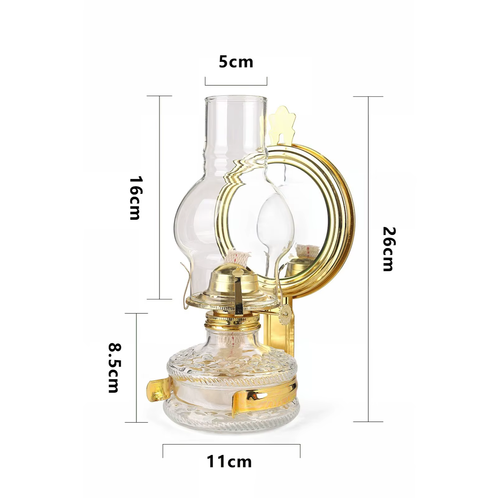 Lampe à kérosène de 27 cm avec réflecteur