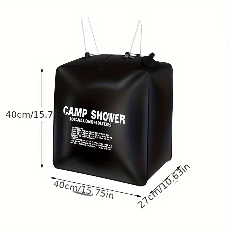 Sac de douche de camping 40L. Sac à eau portable pour l'extérieur avec grande capacité et douchette réglable