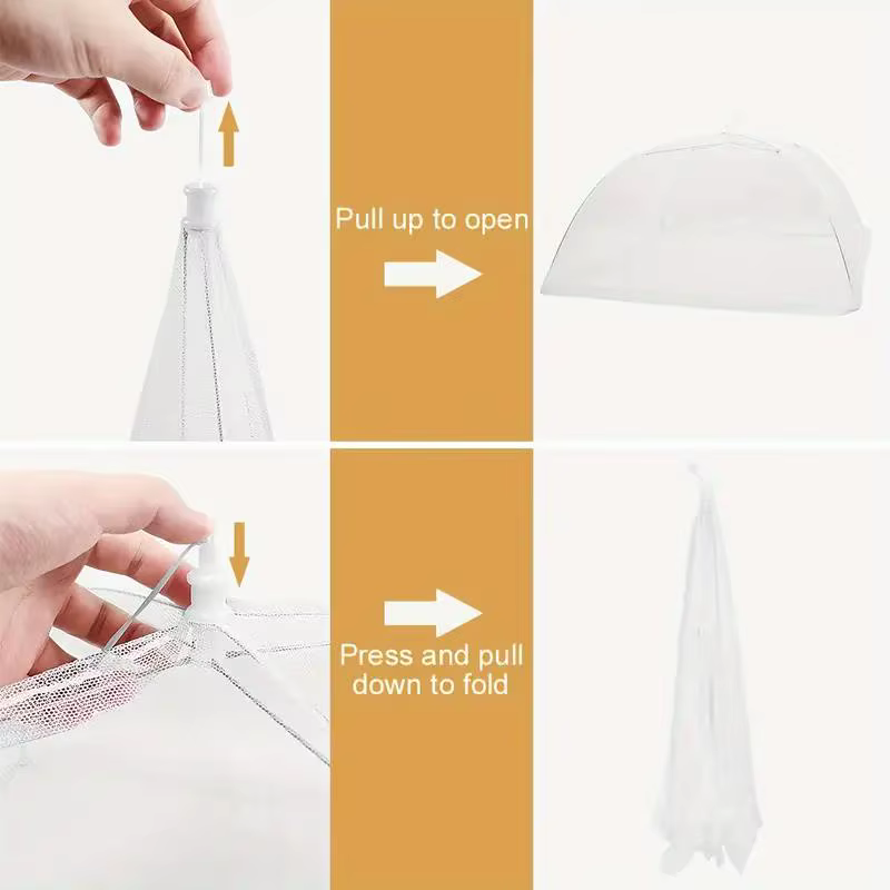 Tente alimentaire pliable en maille blanche – Housse anti-insectes lavable et portable pour pique-nique