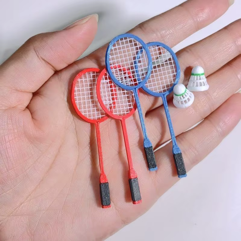 Ornement de scène miniature, Mini maison de poupée, sport de badminton avec modèle de raquette, décoration DIY pour accessoires de poupée, 3 pièces/ensemble