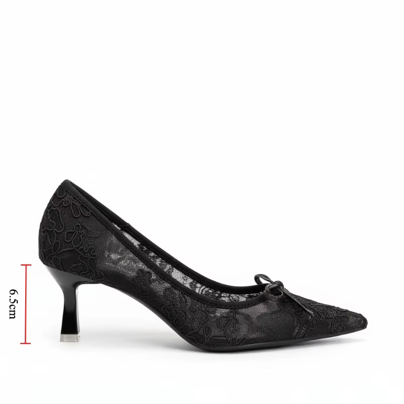 Chaussures de mariage escarpins de mariée pour femmes dentelle élégante avec nœud décor bout pointu maille talons aiguilles confortable classique fête