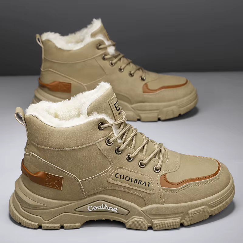 Bottes pour hommes : bottines de ski classiques élégantes pour randonnée en plein air, alpinisme et voyage, bottes de neige épaisses doublées de polaire
