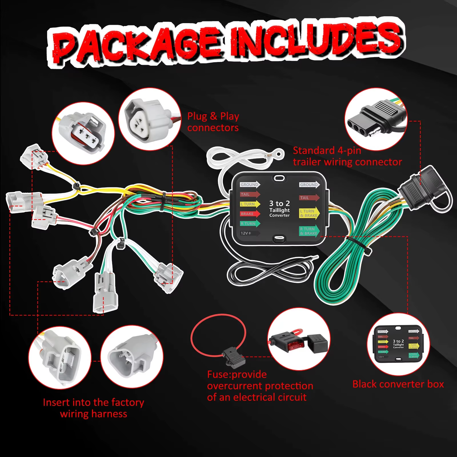 Kit de câblage pour attelage de remorque Toyota Tacoma 2016-2024, référence 56349, faisceau de câblage de remorque 4 broches personnalisé côté véhicule, accessoire