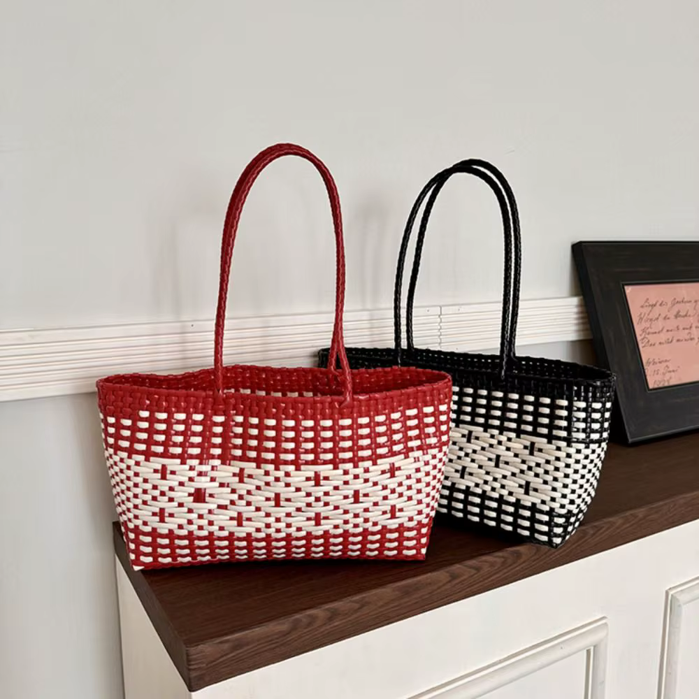 Sac de plage en PVC ajouré style bohème, grande capacité, imperméable, sac seau tressé pour les vacances