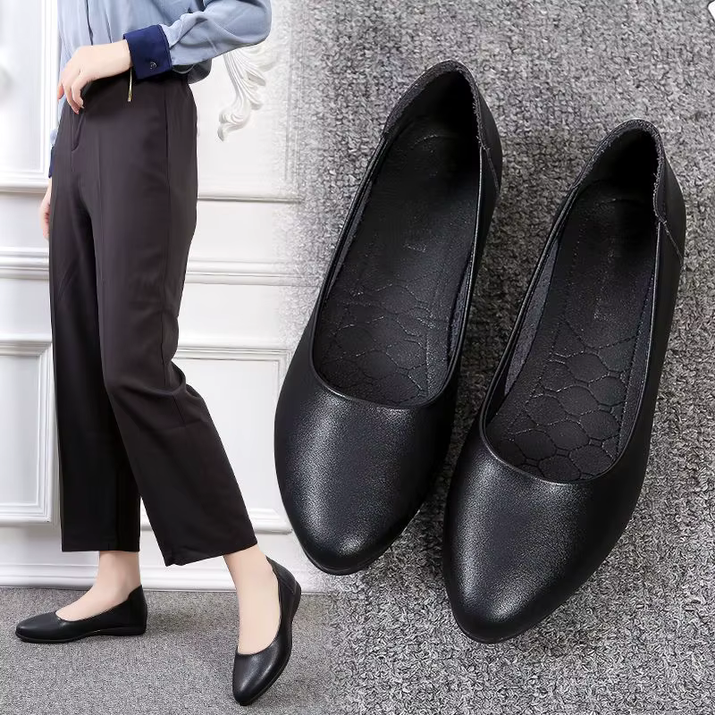 Talon compensé bout pointu bas élégant noir chaussures pour femmes 2025 dames chaussures d'été robe prix confortable avec remise