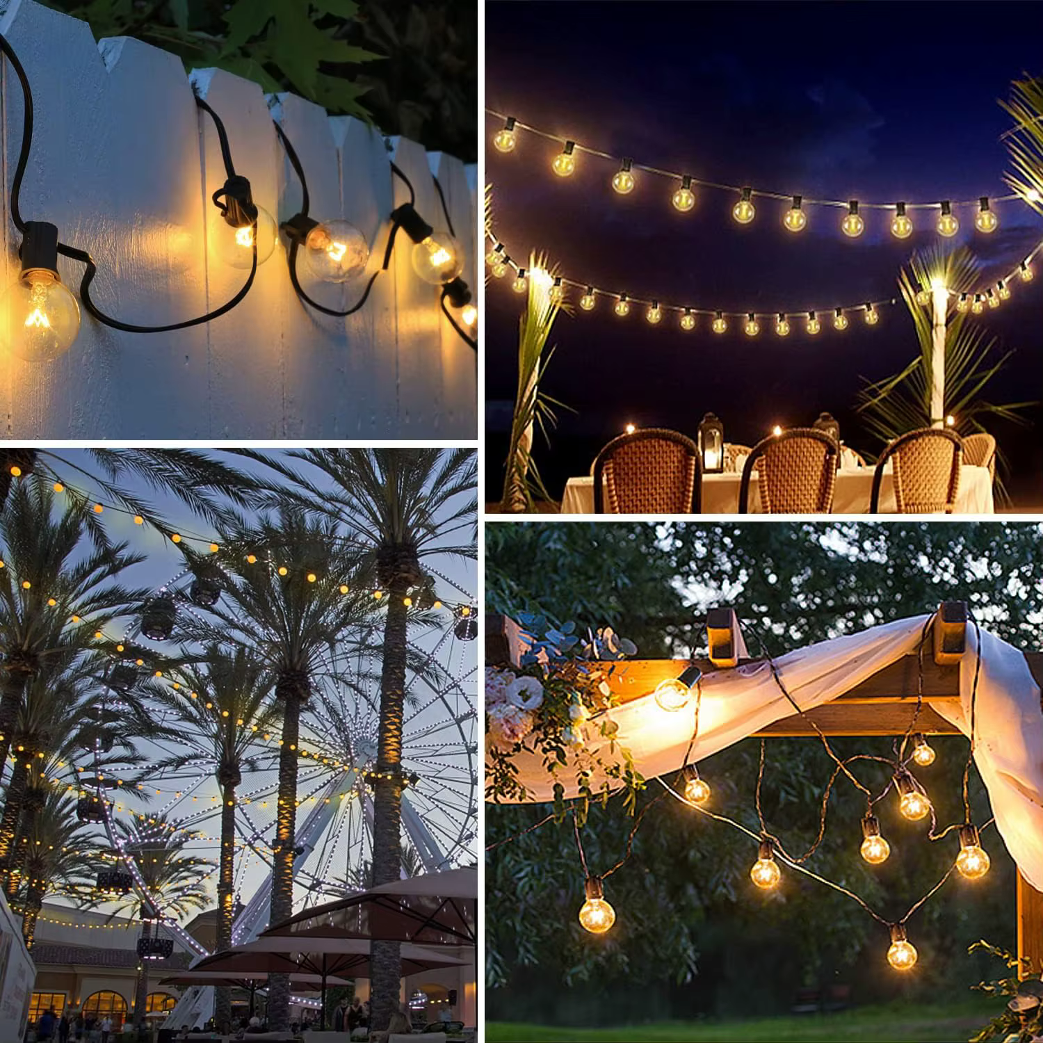 Guirxiété Lumineuse Globe G40, EU 220V, 100FT/30M, 100 Ampoules en Plastique, pour ixde Noël, Jardin, Lampe Décorative