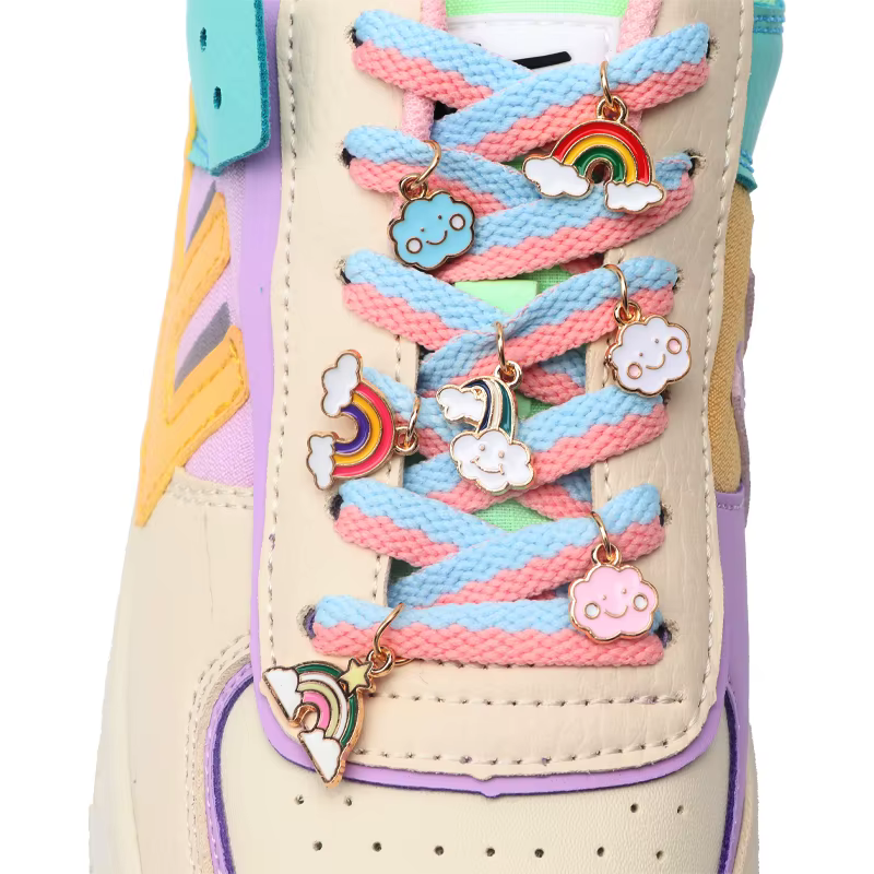Décorations de lacets de chaussures de sport arc-en-ciel en métal, breloques pour lacets de baskets pour femmes, boucles décoratives pour chaussures, accessoires pour filles