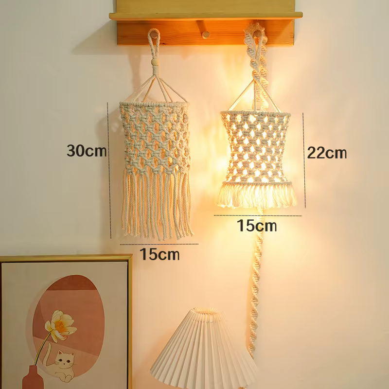 Abat-Jour Bohème en Macramé Tissé à la Main