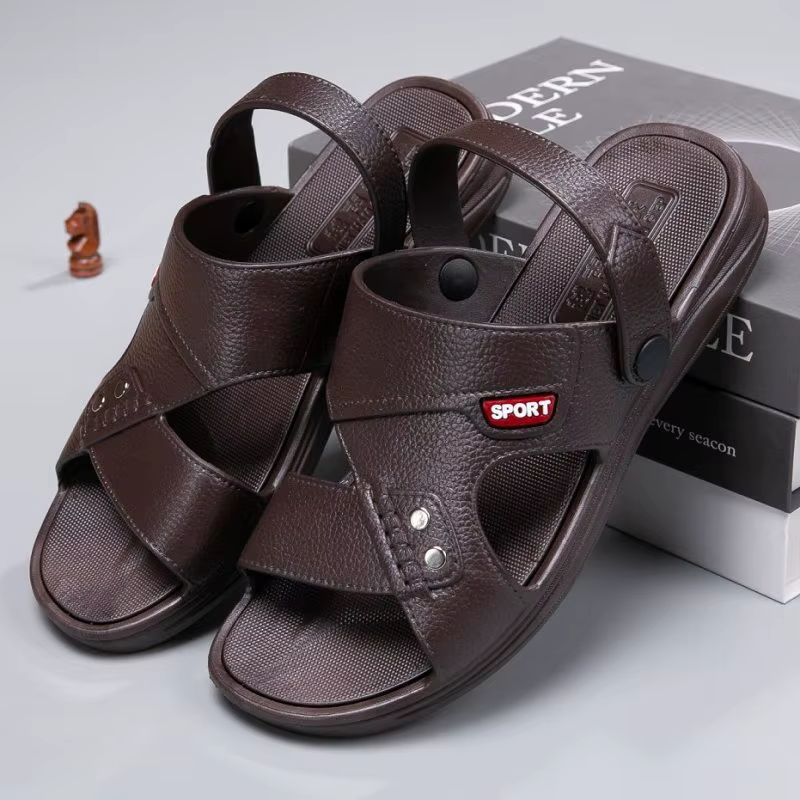 Sandales en caoutchouc pour hommes, pantoufles à porter de deux façons, été, extérieur, conduite, semelle épaisse, antidérapantes, confortables, chaussures de plage décontractées
