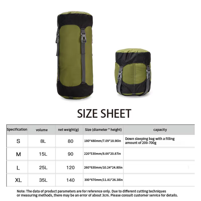 Sac de Compression 8L 15L 25L 35L pour sac de couchage