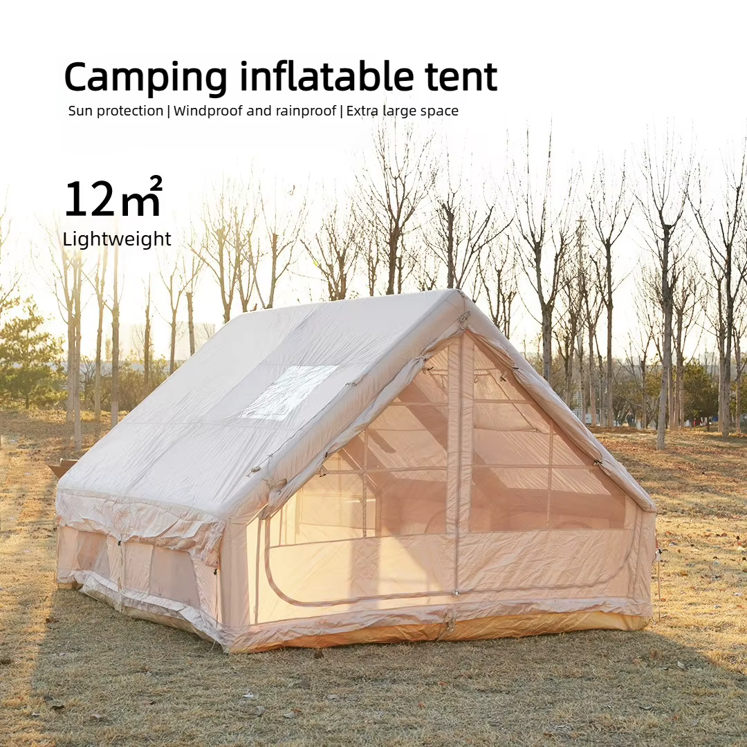12 ㎡ Grande tente de camping gonflable pour 4 à 8 personnes avec fenêtres