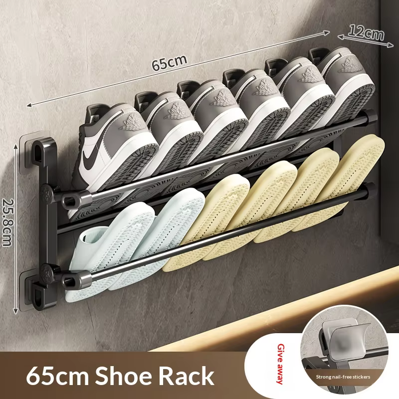 Étagère à chaussures pliable, rangement pour l'entrée de la maison, économiseur d'espace, étagère à pantoufles multi-niveaux sans perforation