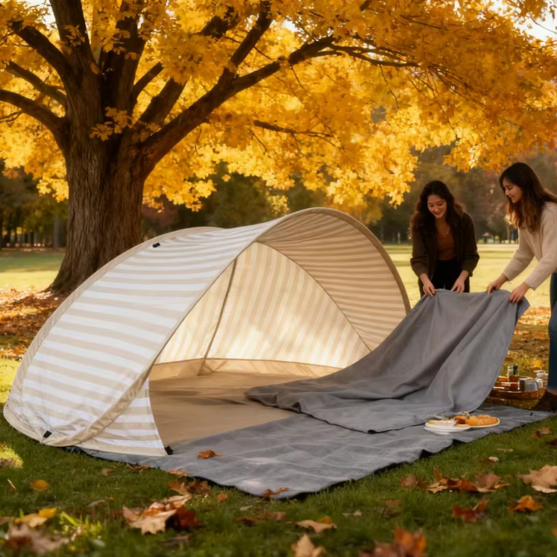 Tente de plage pour 2 personnes, installation rapide en 2 secondes, abri solaire pop-up sans assemblage, auvent portable pour plage, pique-nique, parc, camping