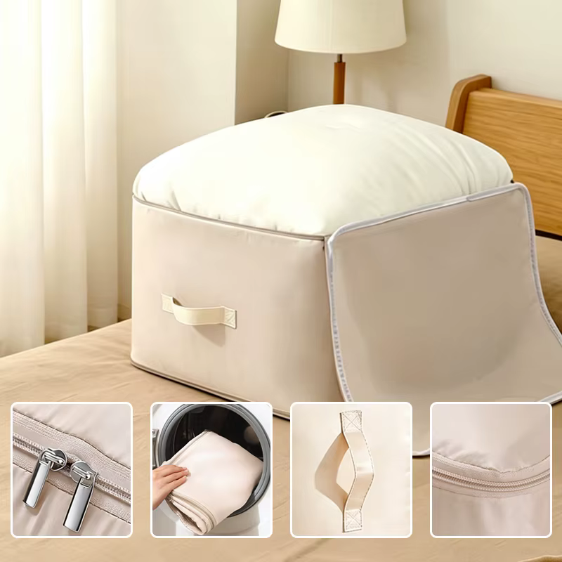 Grand sac de rangement auto-compressible pour couettes