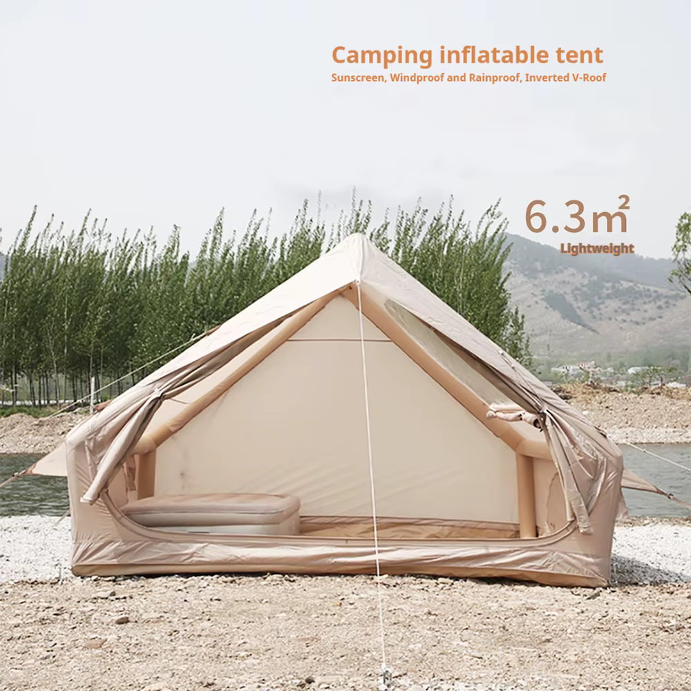 Grande tente de camping portable de luxe Oxford pour 5 à 6 personnes, imperméable, durable, gonflable, étanche à l'air, pour une utilisation en extérieur
