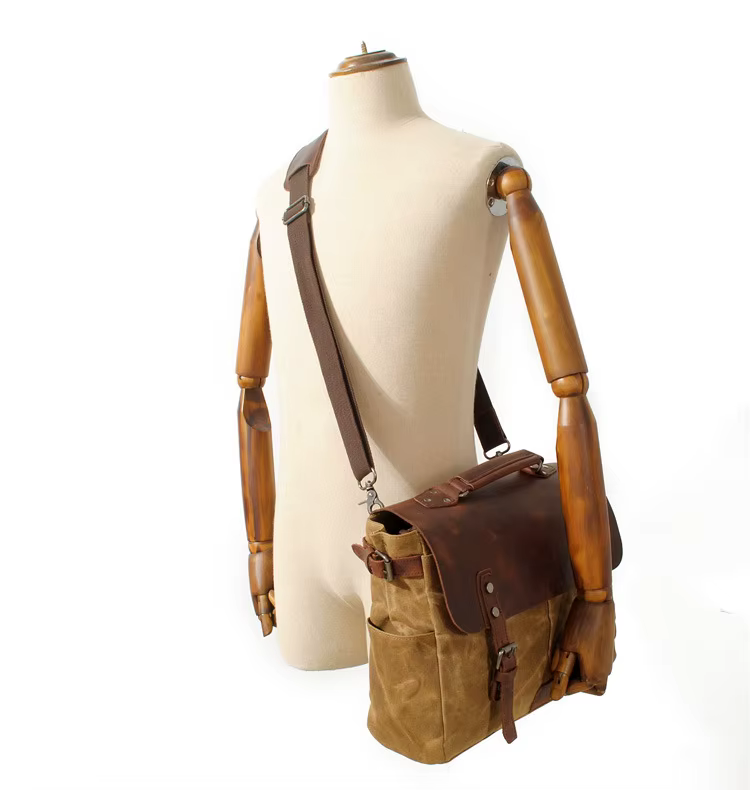 Roadfisher Vintage décontracté toile cuir photographie appareil photo messager sac à bandoulière insérer étui pour Canon Nikon Sony Fuji Leica
