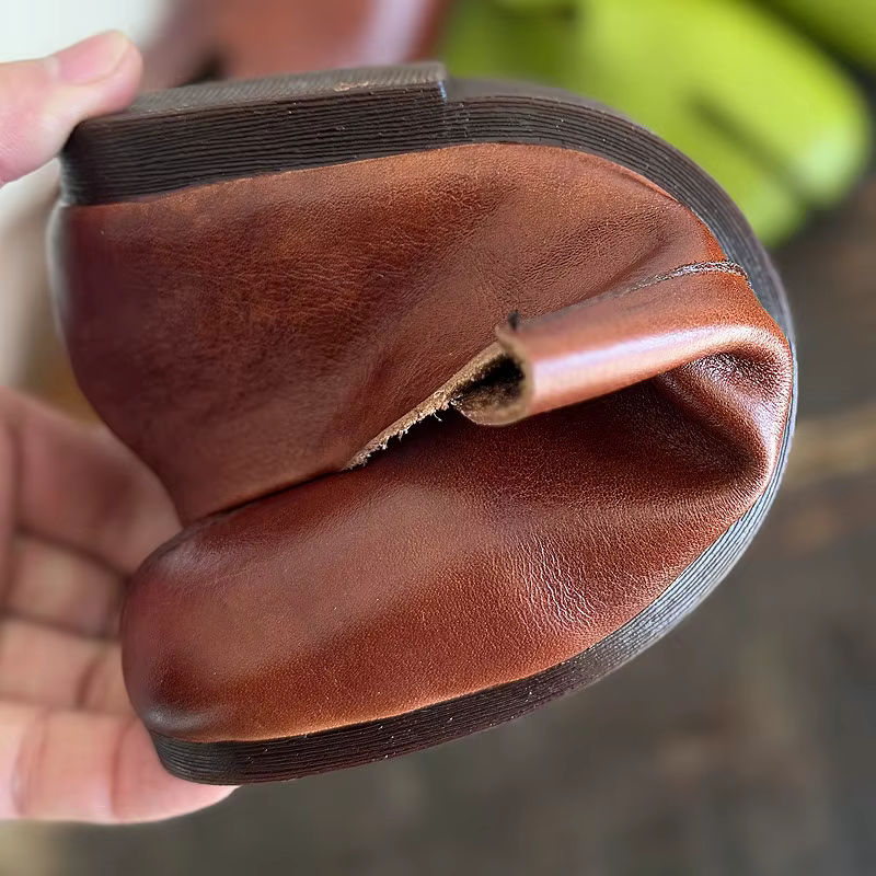 Careaymade - Chaussures pour femmes en cuir véritable à semelle souple, chaussures plates à bout fendu en cuir de vachette haut de gamme, style niche, à bouche peu profonde