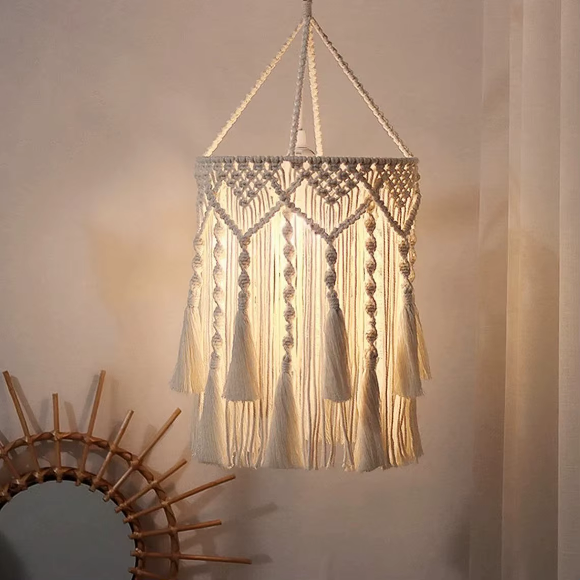 Abat-jour en macramé fait à la main