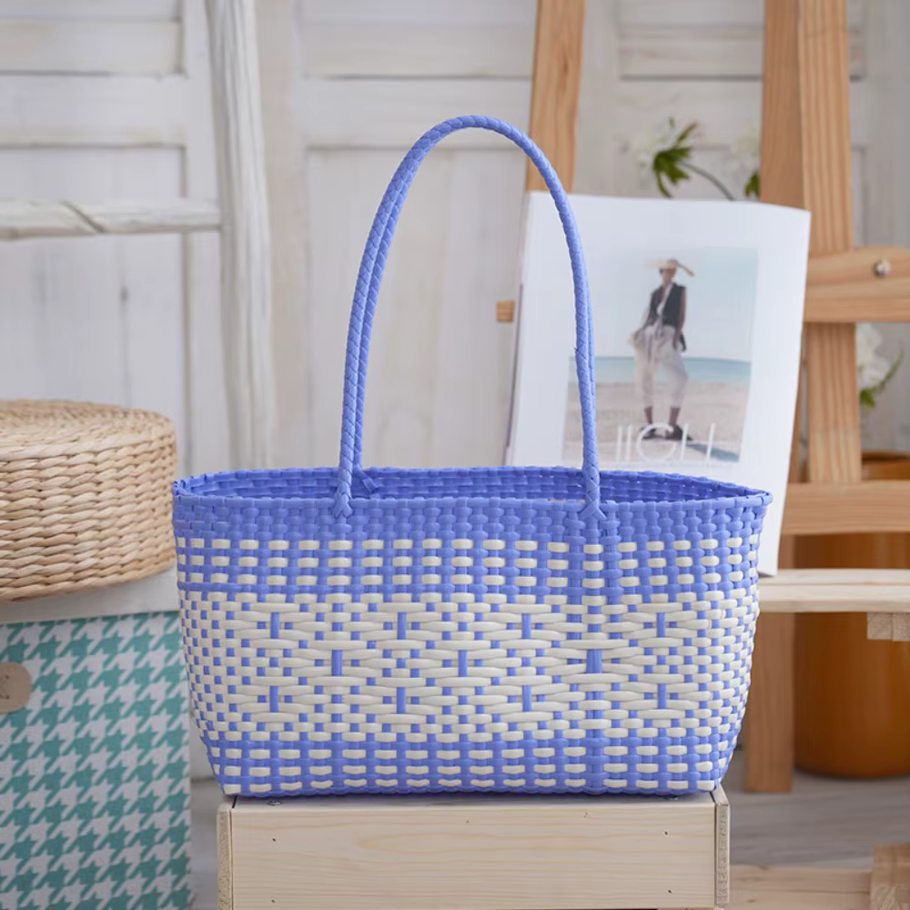 Sac de plage en PVC ajouré style bohème, grande capacité, imperméable, sac seau tressé pour les vacances