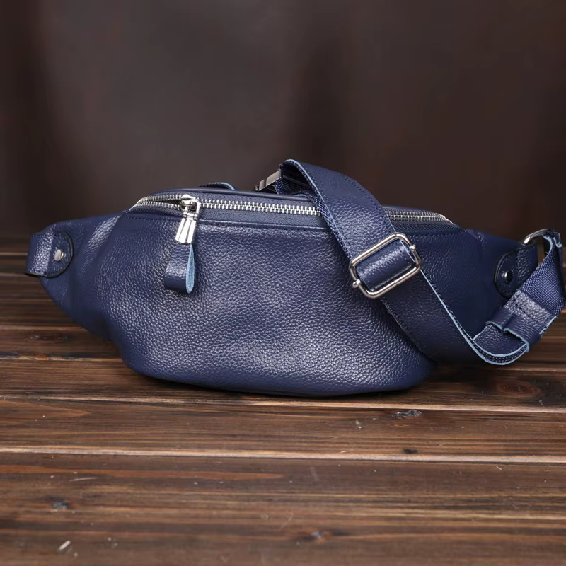 Sac de poitrine à bandoulière en cuir de qualité supérieure pour hommes, sac de taille de sport pour course à pied avec poche pour téléphone