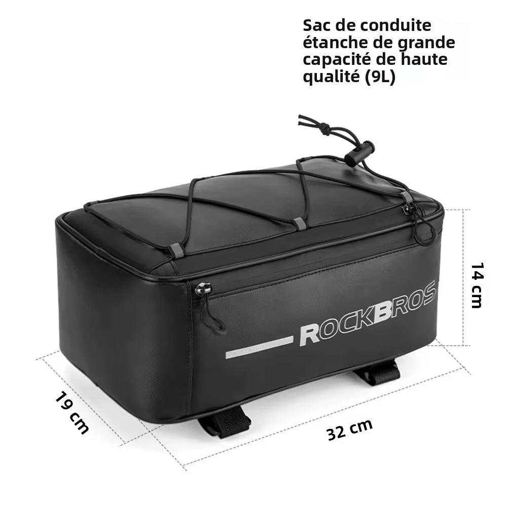 Sacoche de vélo avec housse de pluie, sacoche de vélo 8L grande capacité, boîte de rangement pour vélos électriques, sacoche de coffre de vélo étanche