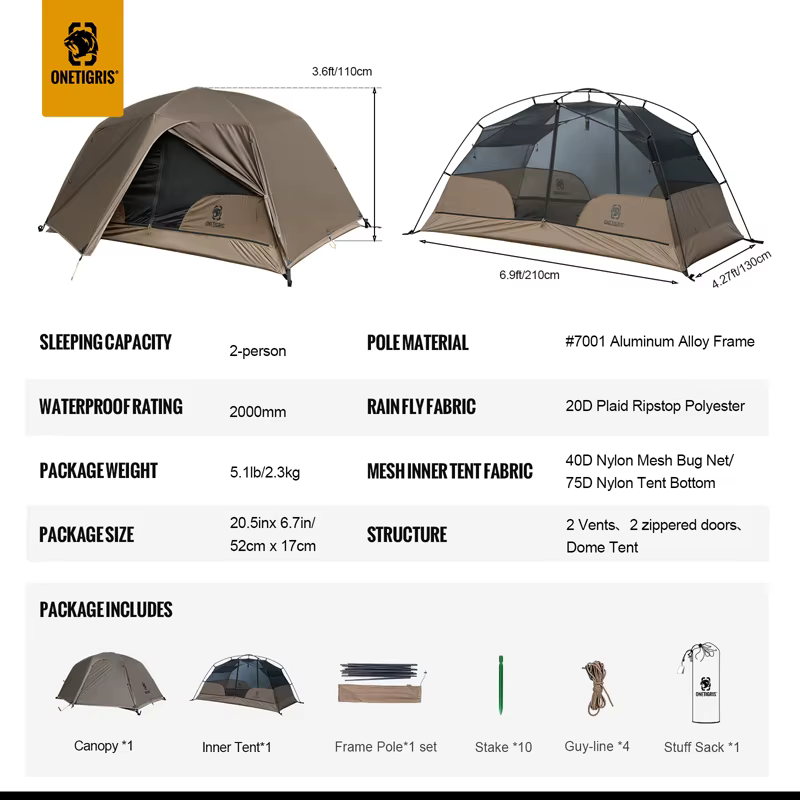 COSMITTO 2.0 tente de Camping pour deux personnes 3 saisons installation facile