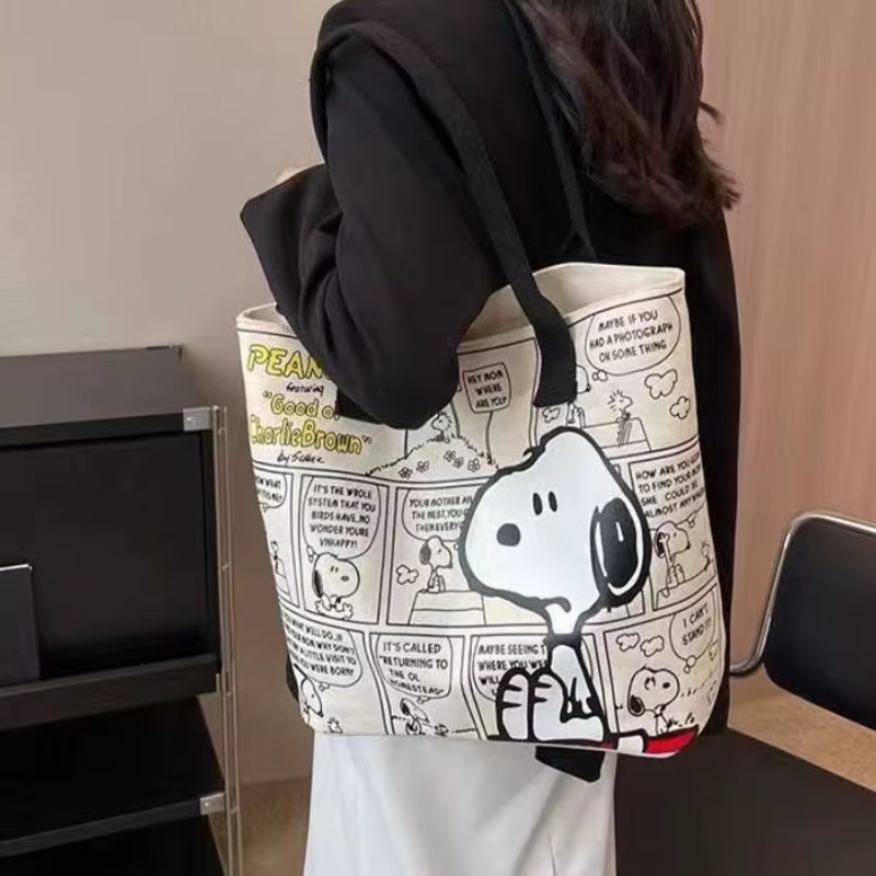 Nouveau sac à main en toile Kawaii Snoopy, sac à bandoulière pour filles tendance, sac à main en nylon simple de grande capacité
