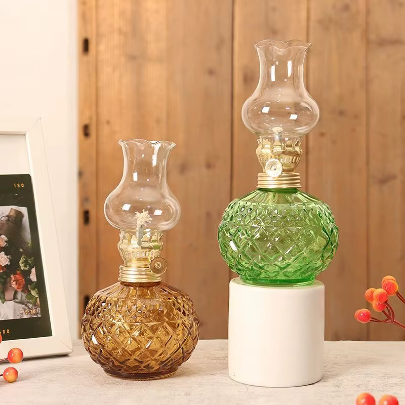 Lanterne à huile vintage en verre, lampe de table décorative, ornement pour mariage, fête, salon, cadeau de pendaison de crémaillère
