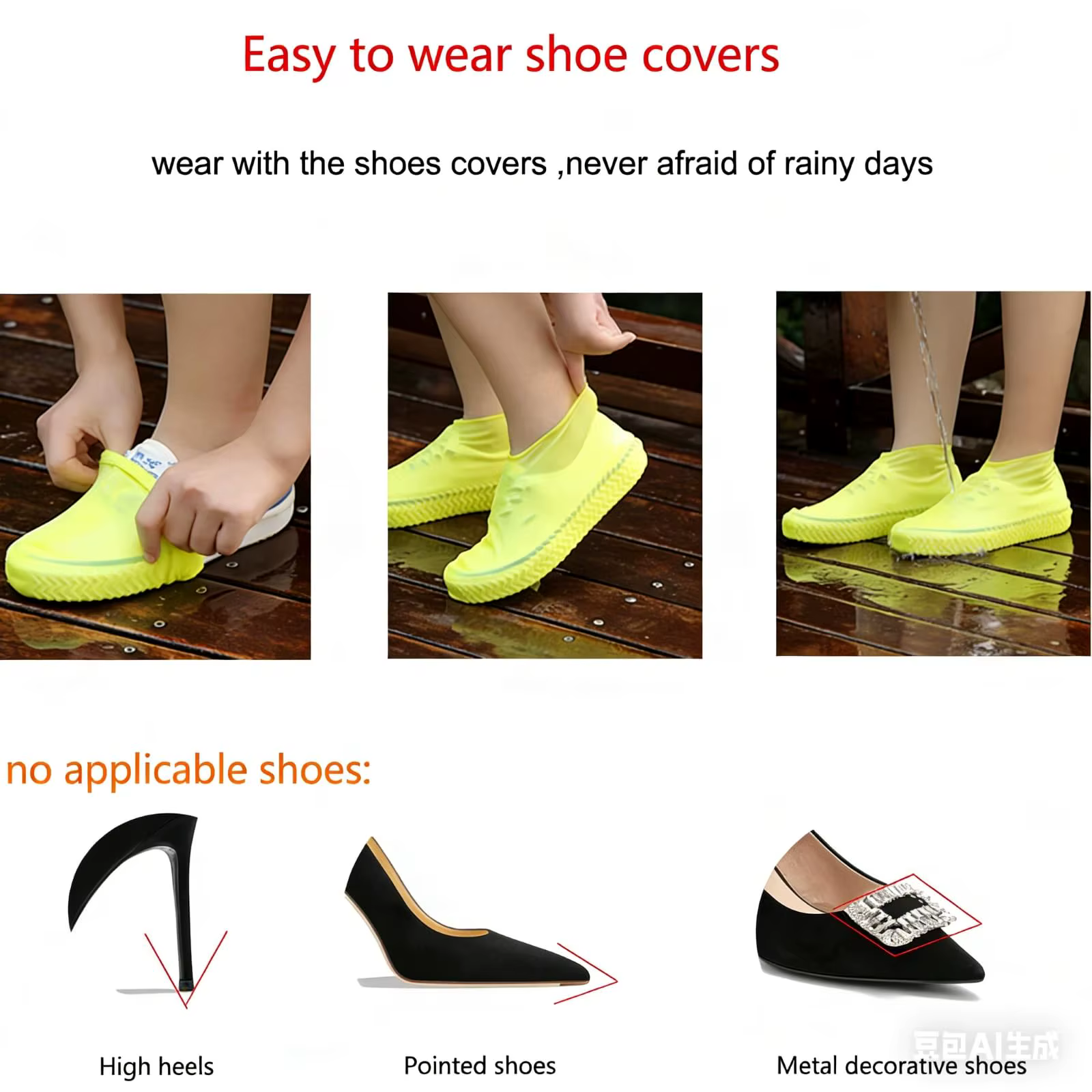 Couvre-chaussures imperméables en silicone antidérapants