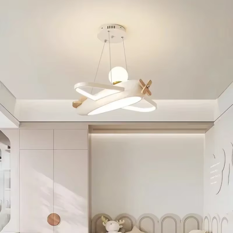Design créatif dessin animé avion plafonnier LED lampe blanche salon salle à manger étude chambre d'enfants garçon bébé chambre décor lampe