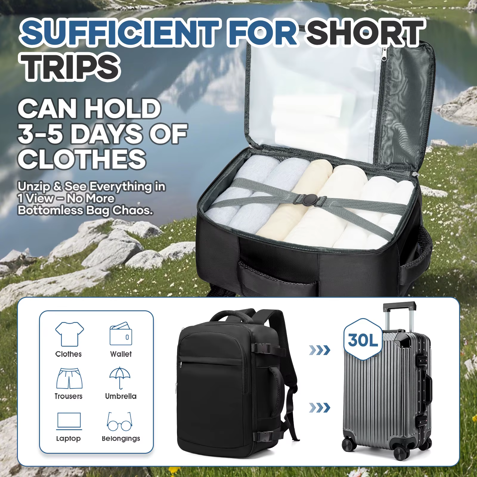 Sac à dos de voyage sous le siège Ryanair 40x20x25, sac à dos de voyage en avion, pratique pour l'extérieur, sac à dos pour ordinateur portable pour hommes, sac à main d'extérieur