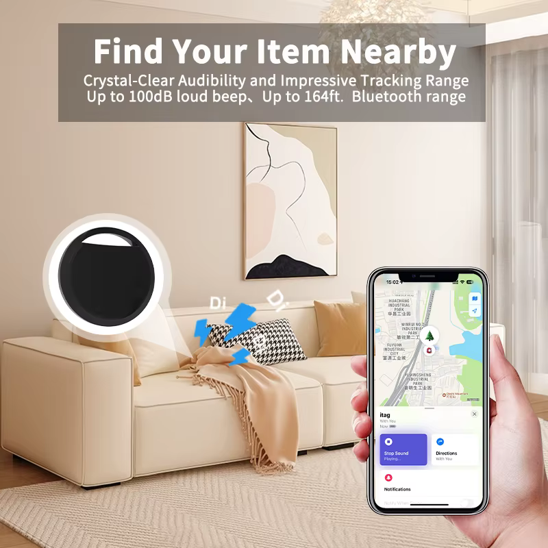 Lot de 4 balises intelligentes pour Apple Find My – Traceur d'objets Bluetooth avec alerte d'objets perdus et signal sonore pour retrouver clés, portefeuille, bagages