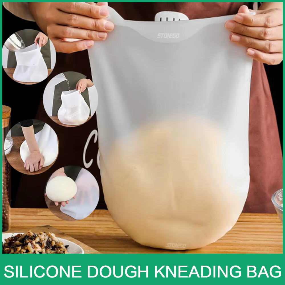 Sac de pétrissage de pâte en Silicone de qualité alimentaire, sac de pâte à pétrir en Silicone, sac de mélangeur de farine, mélangeur de pâte polyvalent pour pain, pâtisserie, Pizza