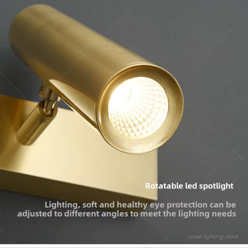 Applique murale en cuivre pour chambre à coucher, lumière de chevet, luminaire à bande, design créatif, luxe, nouveau