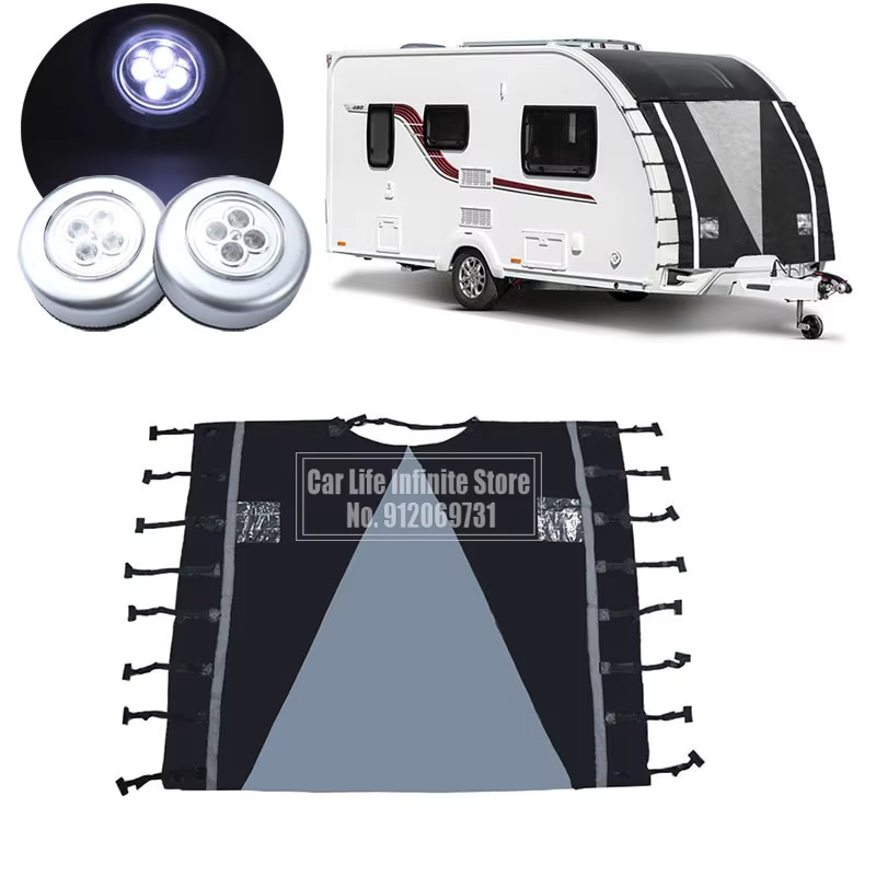 Couverture de Remorquage Avant pour Voiture, Bande de Moulage Anti-Poussière, Couverture Étanche pour Remorque de Camping-Car et Caravane, 220x175cm