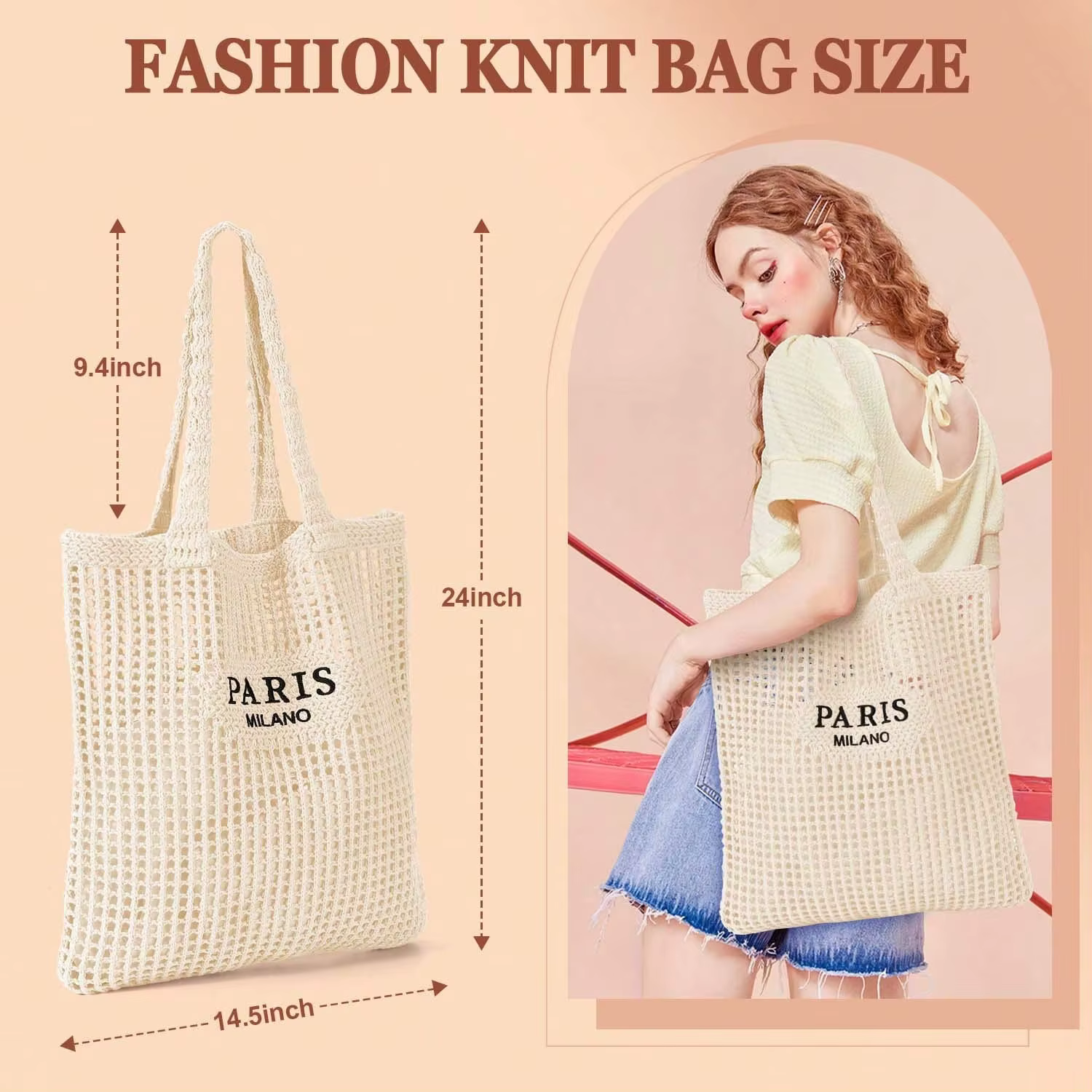 Sacs de plage en paille tendance pour femmes, sacs fourre-tout durables faits à la main, sacs à bandoulière en maille ajourée pour l'été, les vacances et les voyages
