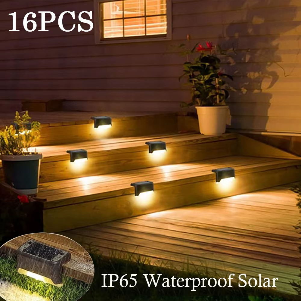 Blanc chaud LED solaire étape lampe chemin escalier extérieur jardin lumières étanche balcon lumière décoration pour Patio escalier clôture lumière
