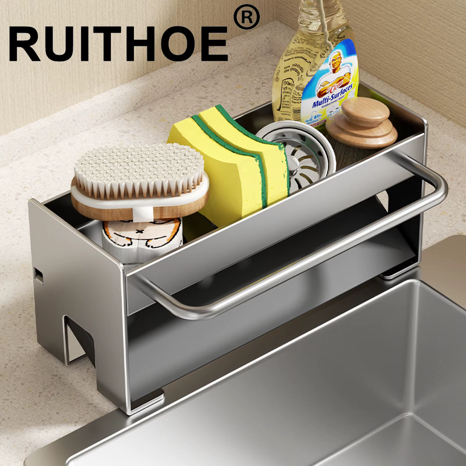 Support pour éponge de cuisine en acier inoxydable, égouttoir d'évier, porte-savon, porte-serviettes, organisateur d'étagère, accessoires de rangement pour salle de bain