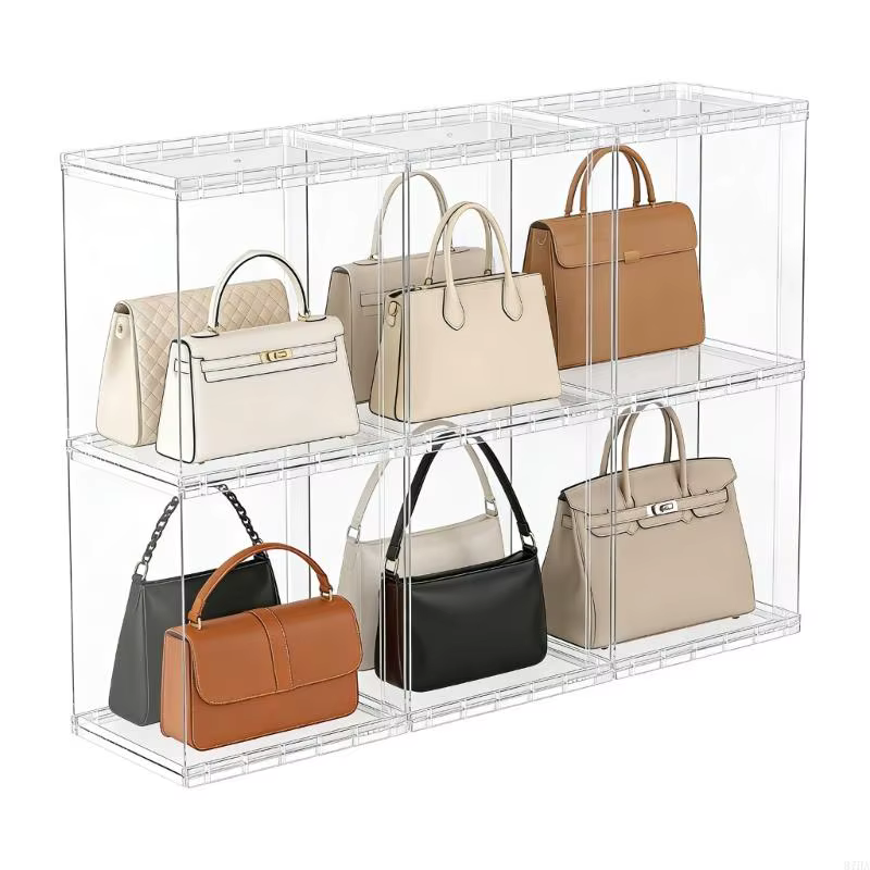 Conteneur rangement sacs modulaires, à main Transparent empilable, organisateur, vitrine parfaite pour les petits