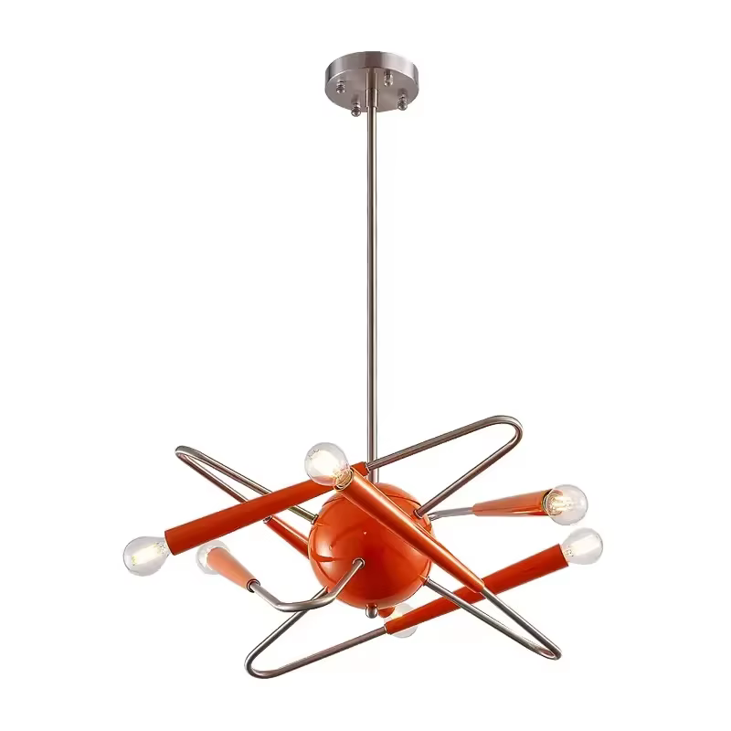 Plafonnier LED Sputnik Orange au Design Artistique, Éclairage d'Nik, Luminaire Décoratif de Plafond, Idéal pour un Salon, une Villa, une Salle à Manger ou une Chambre à Coucher