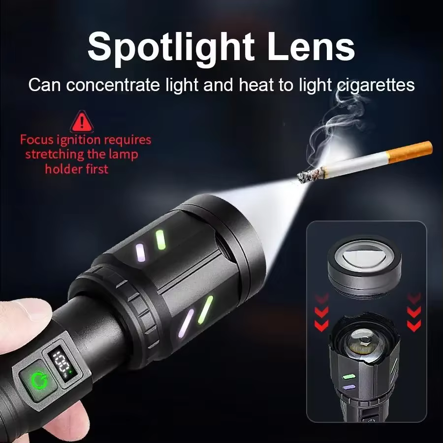 Lampe de poche d'allumage à double lentille Ultra puissante