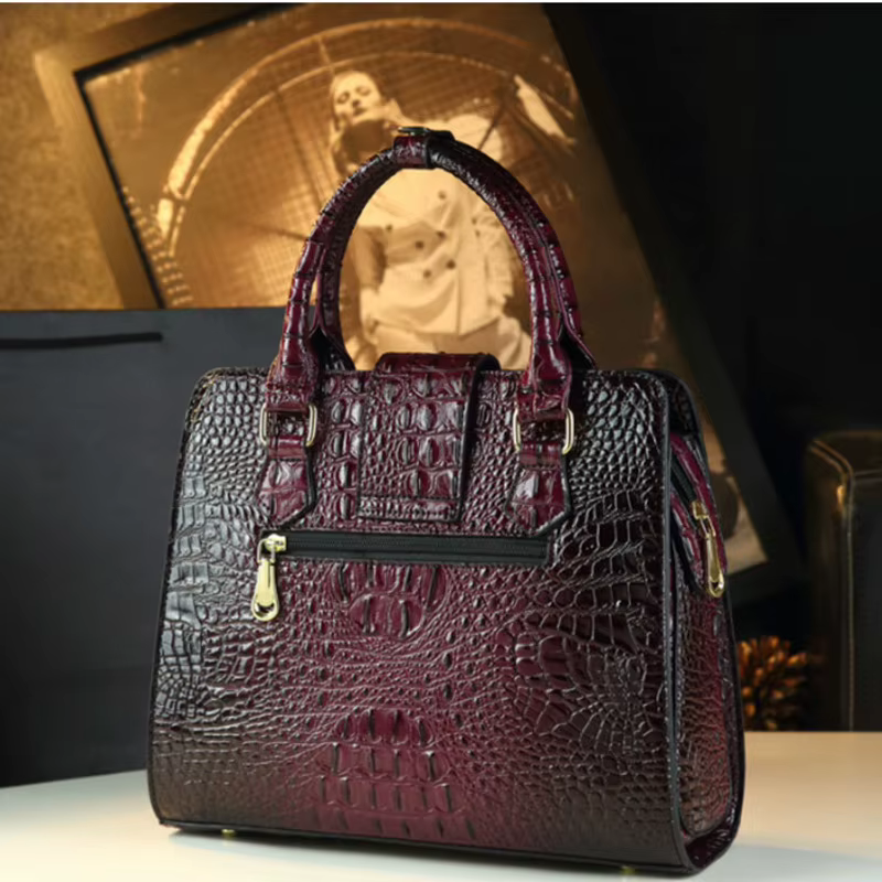 Sac à main pour femme, motif imitation crocodile