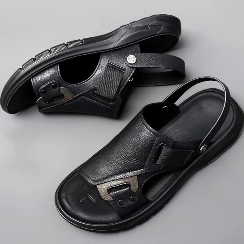 Pantoufles en cuir véritable pour hommes