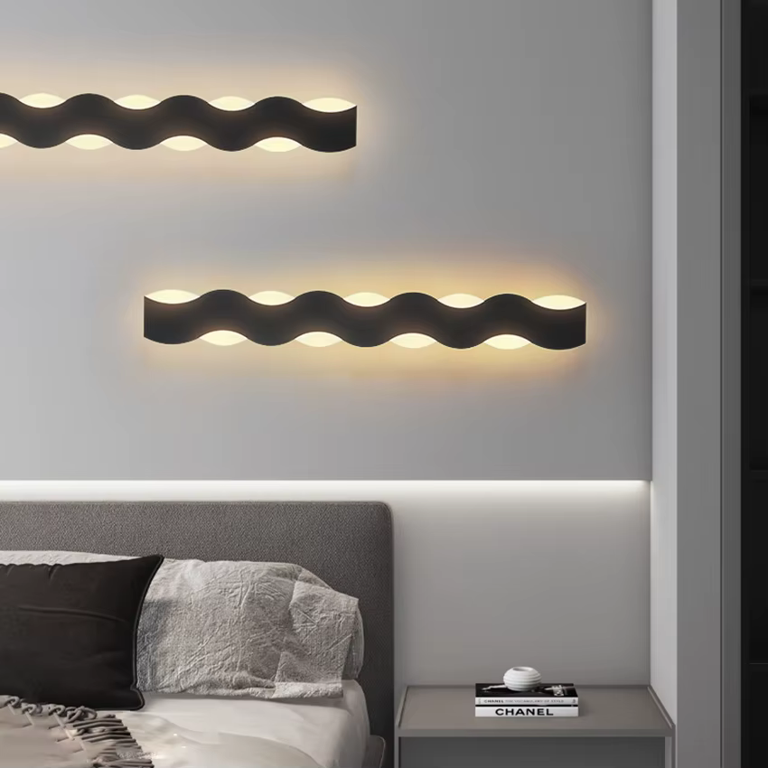 Applique Murale Imperméable en Forme de Vague, Éclairage d'Extérieur, Idéal pour une Entrée, une Véranda ou une Cour