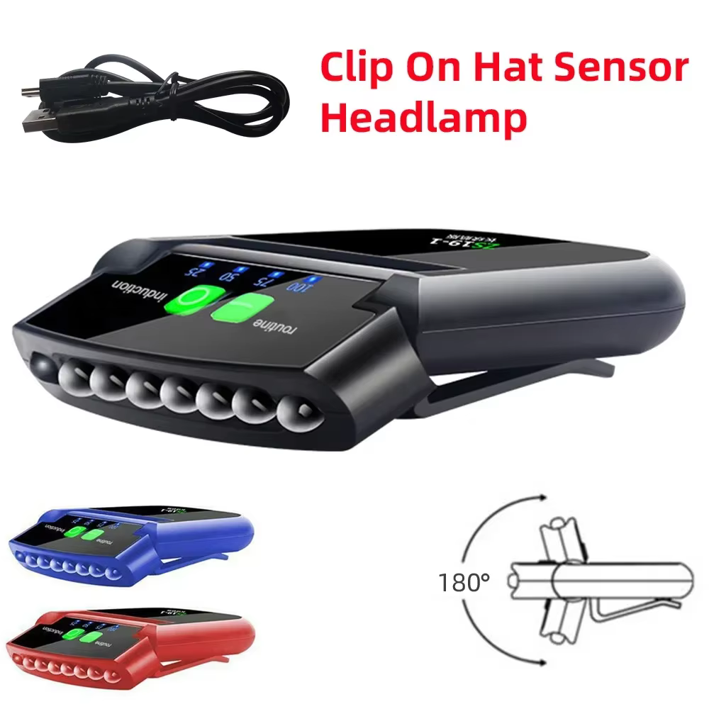 LED lampe frontale Mini pince sur casquette chapeau lumière tête torche pêche Camping