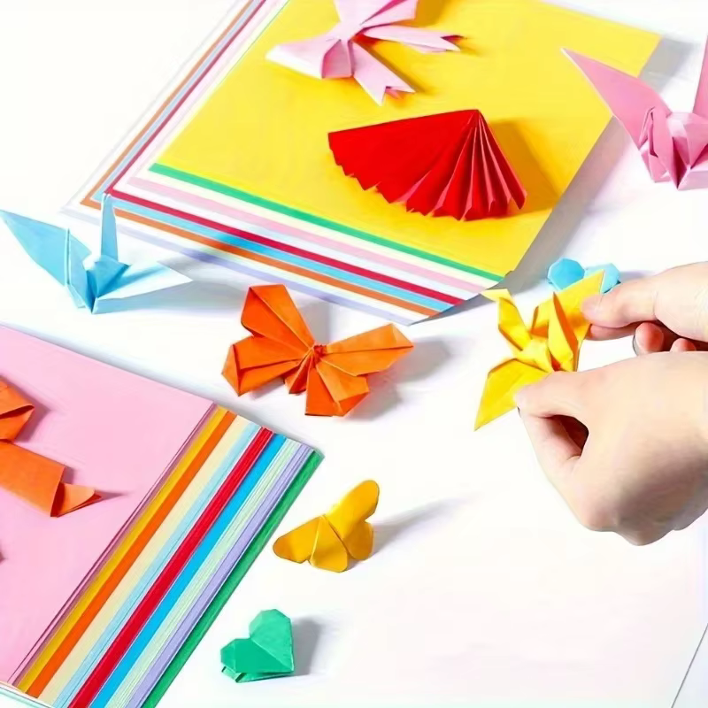 Papier Origami A4 Double face, 100 feuilles, 10 couleurs, facile à plier, pour débutant, artisanat, grue, papeterie faite à la main pour enfants