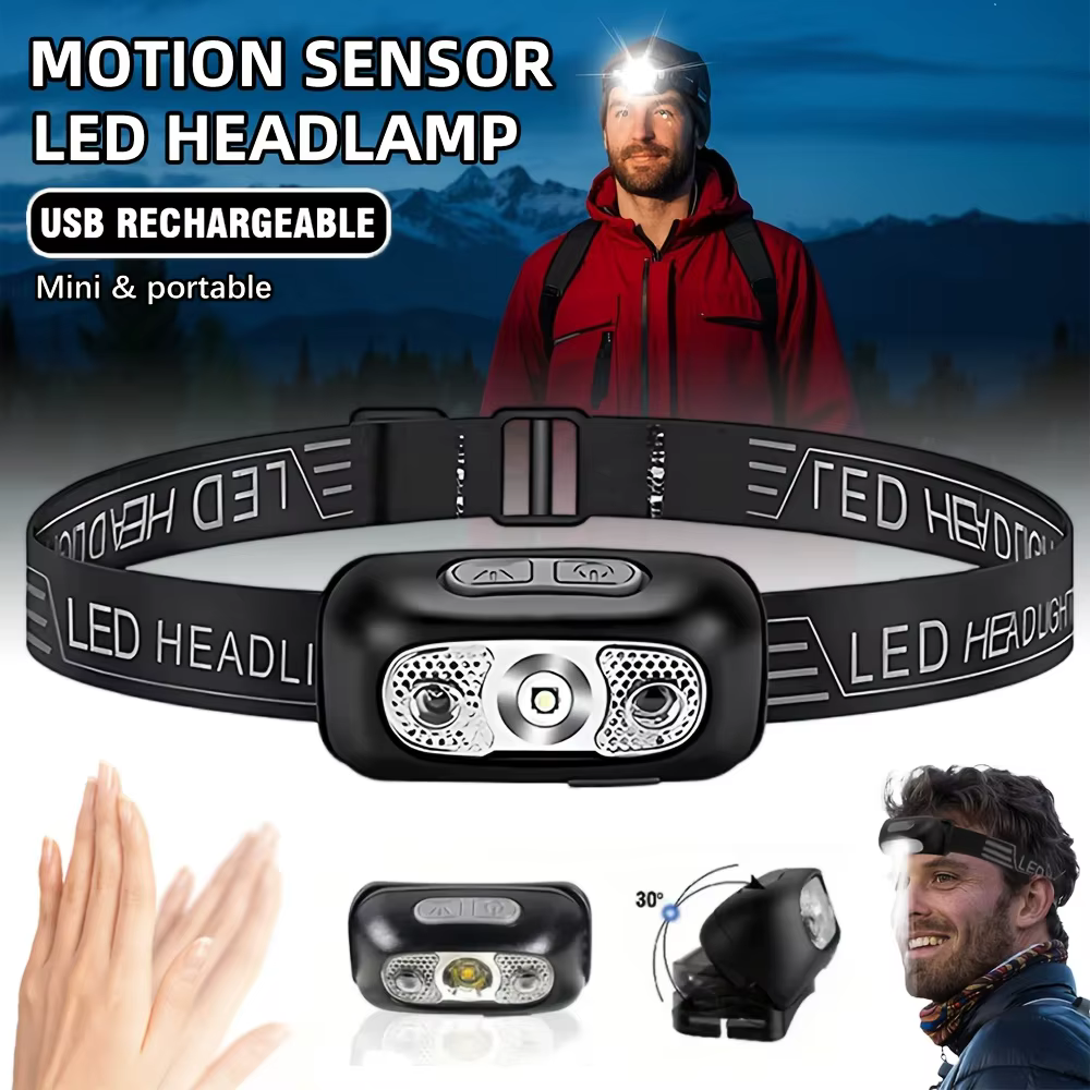 Capteur de mouvement phare Rechargeable lampe de poche LED phares Ultra lumineux
