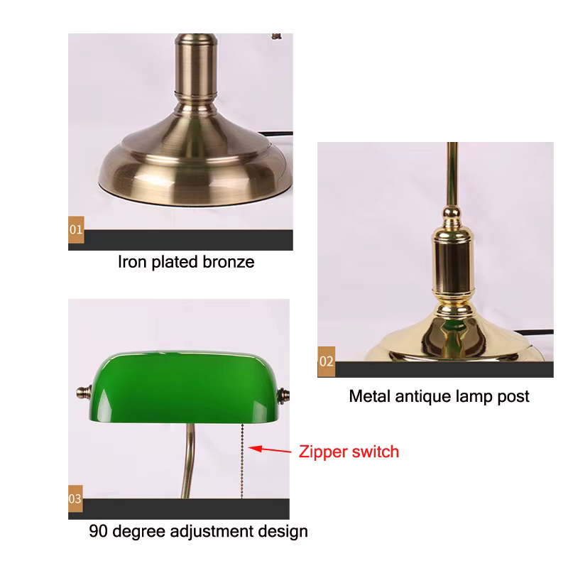 Lampe de Table de banque européenne rétro créative lampe de Table en verre personnalisée Antique Bronze salon chambre lampe de chevet décorative