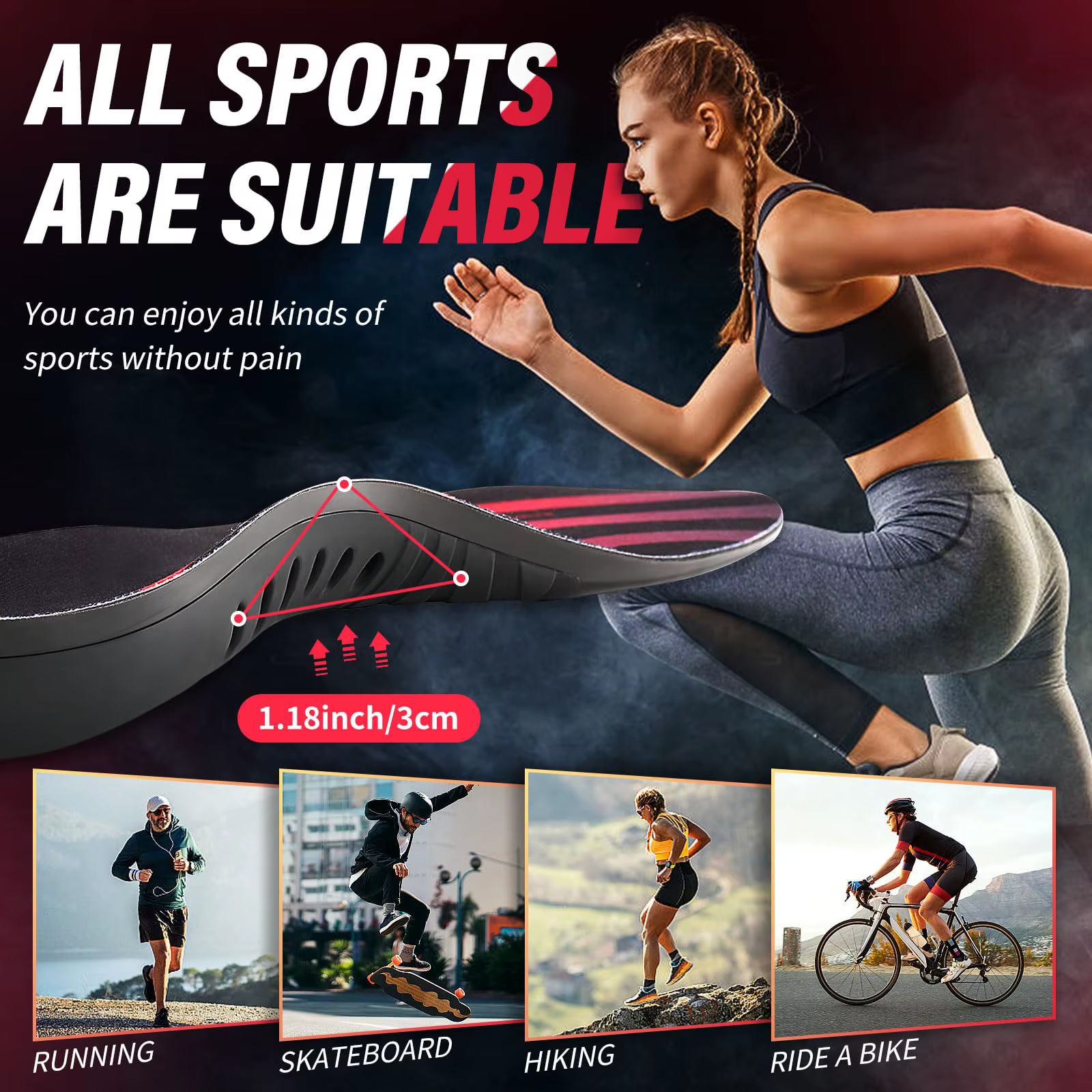 Semelles intérieures orthopédiques de Sport pour pieds